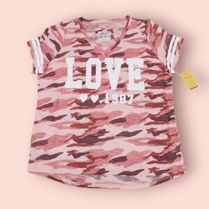 Reflex graphic love 1987  camouflage pink  V neck T shirt